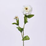 White Garden Zinnia Bloom and Bud Spray Single Faux Floral Stem Spray - 30 inch