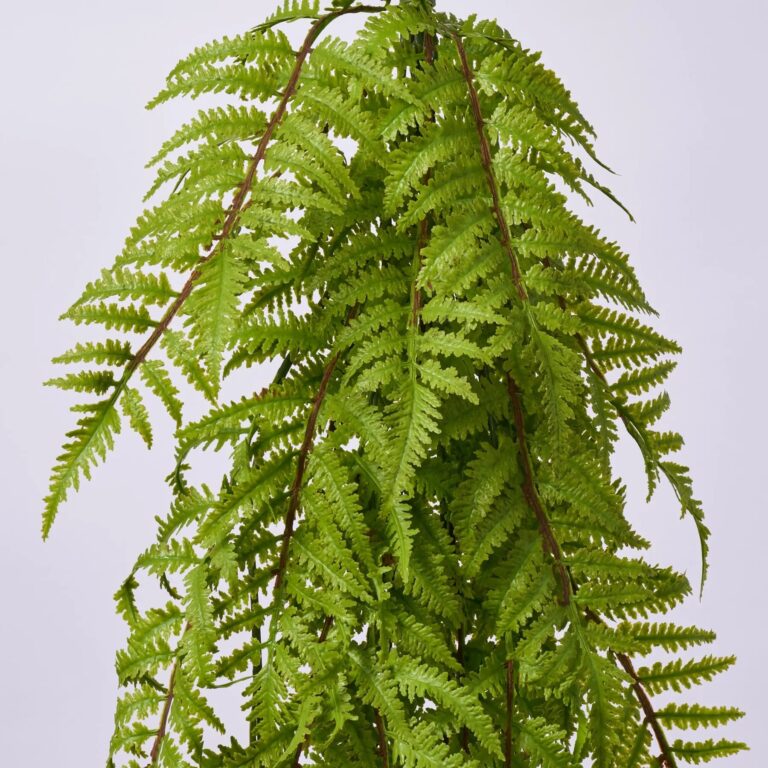 Close-up of bloom tips on this Real Touch Green Hanging Fern Greenery Bush Spray