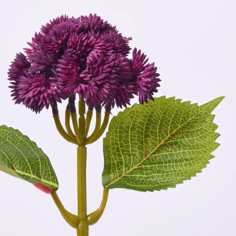 Close-up of bloom tips on this Plum Purple Sedum Ball Faux Foliage Spray