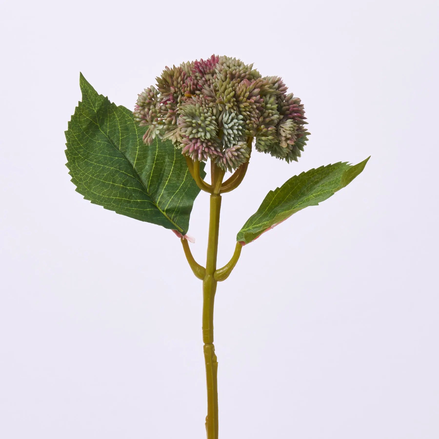 FLWSTM2933SageGreenSedumBall_LeafFoliageSpray-15_1.jpg Sage Green Sedum Ball and Leaf Faux Foliage Spray - 15 inch