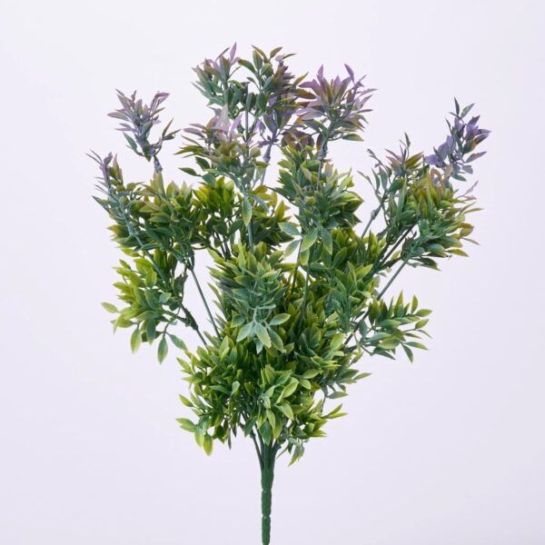Purple and Green Faux Tea Leaf Bush Spray - 18 inch