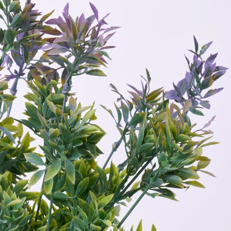 Close-up of bloom tips on this Purple and Green Faux Tea Leaf Bush Spray