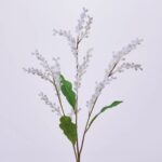 Fuzzy White Flocked Mimosa Branch Faux Floral Spray - 31 inch - White
