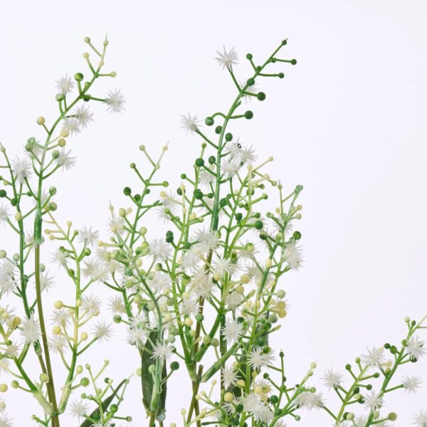 Close-up of bloom tips on this White Fuzzy Mimosa Bush Faux Silk Floral Spray