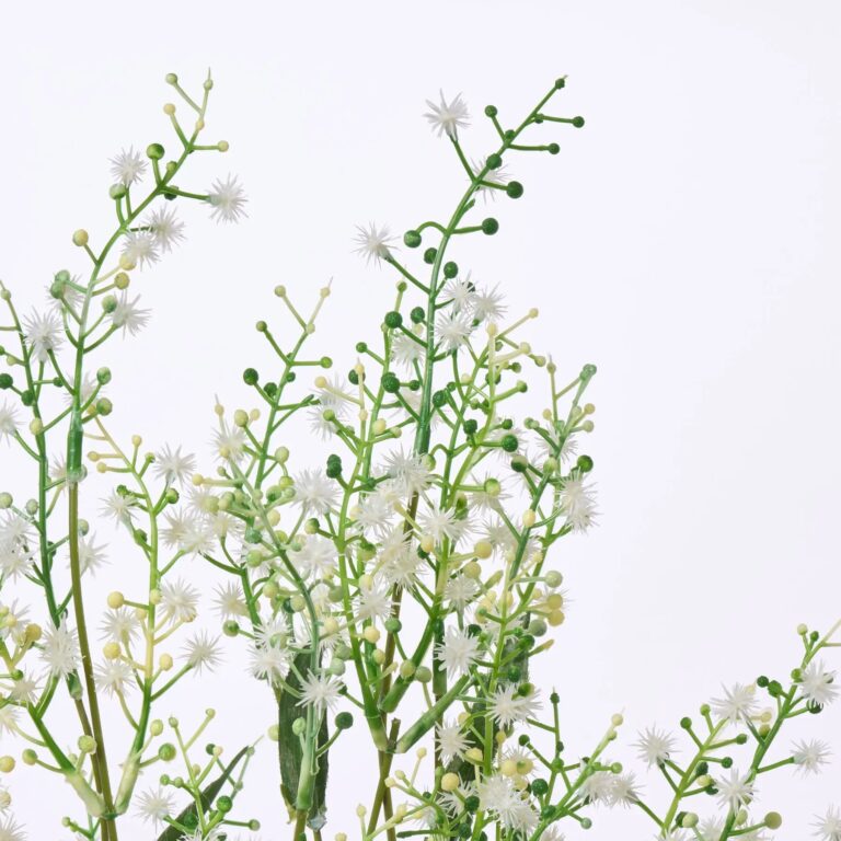 Close-up of bloom tips on this White Fuzzy Mimosa Bush Faux Silk Floral Spray