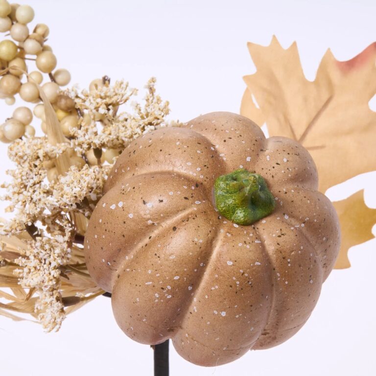 Close-up of bloom tips on this Dried Look Maple Leaf Pick Faux Fall Spray