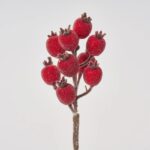 Beaded Red Crabapple Pick Faux Fruit Branch Spray - 12 inch - Beaded Red