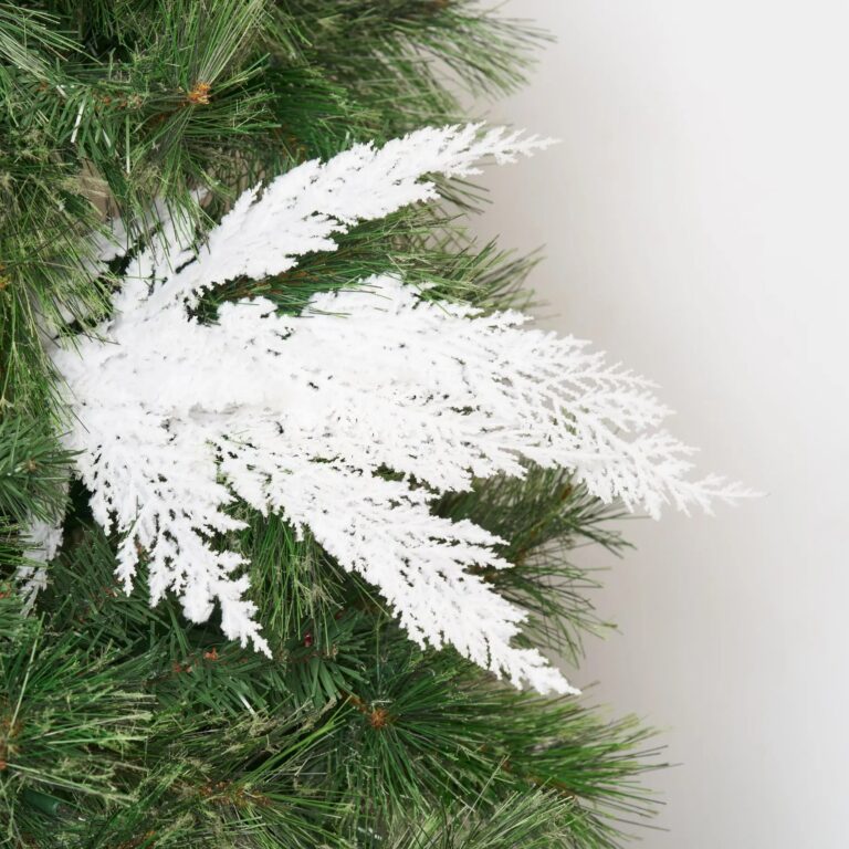 Snow Flocked Winter White Cedar Branch Spray - 24 inch