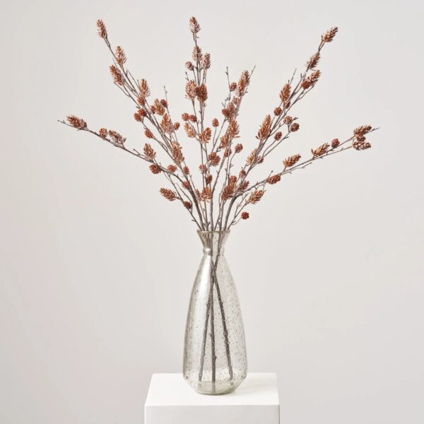 Natural Looking Snow Frosted Pinecone Winter Extra Large Branch Spray Stem Bundle - 40 inch