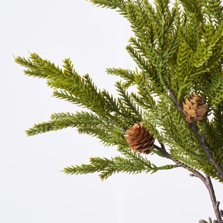Close-up of bloom tips on this Colorado Spruce with Pinecone Artificial Real Touch Greenery