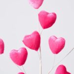 Close-up of bloom tips on this Pink Mini Velvet Heart Stem Heart Stem Spray
