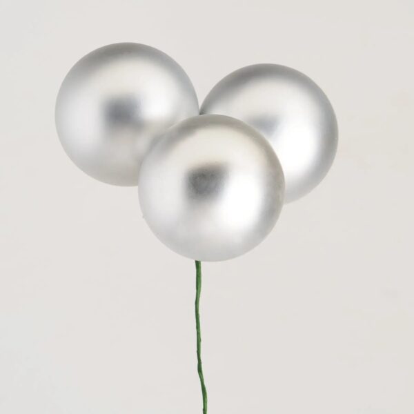 Matte Silver VP Ball Ornament Holiday Pick - 7 inch