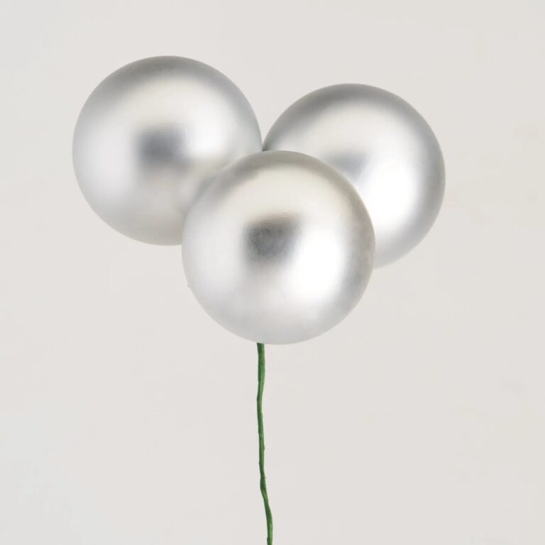 Matte Silver VP Ball Ornament Holiday Pick - 7 inch