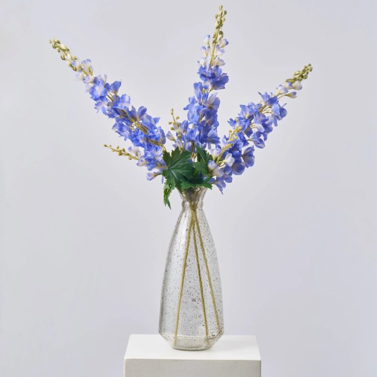 Close-up of bloom tips on this Blooming Blue Real Touch Delphinium Spray Long Stem