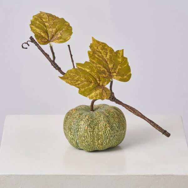 Green Pumpkin on Vine Faux Fall Branch Stem - 13 inch