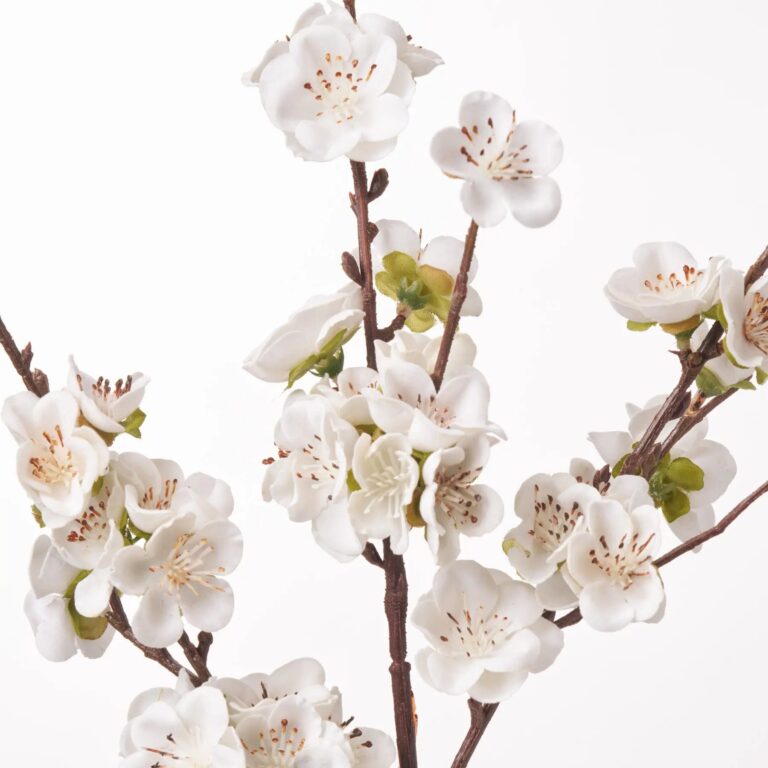 Close-up of bloom tips on this Winter White Velvet Mini Cherry Floral Stem Spray