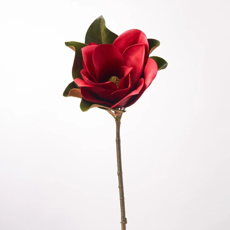 Real Touch Christmas Red Large Magnolia Bloom Faux Floral Stem Spray - 24 inch