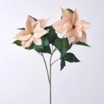 Lifelike Soft Pink Christmas Poinsettia Large Bloom Spray Holiday Floral Stem - 39 inch
