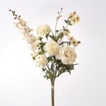 White Peony, Dahlia, Ranunculus and Delphinium Large Faux Everyday Mixed Floral Bouquet - 36 inch
