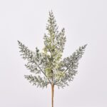 Glittered Cedar with Mini White Berries Faux Winter Greenery Stem - 16 inch - Glittered