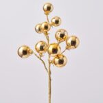 Gold Ornament Ball on Stem Christmas Holiday Pick - 15 inch