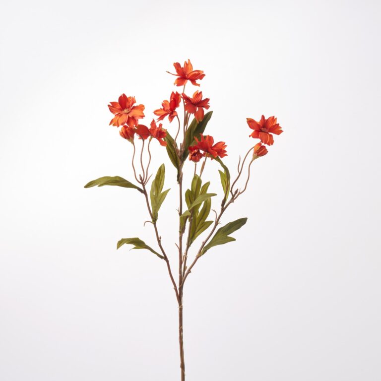 Burnt Orange Mini Wildflower Cosmos Pick Single Long Stem Faux Floral Spray - 28 inch