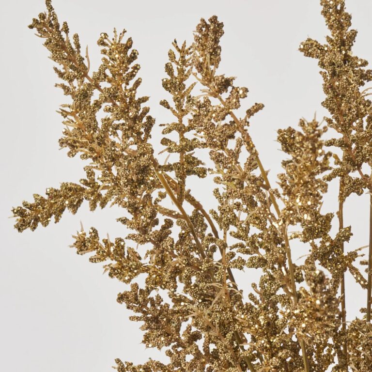 Close-up of bloom tips on this Gold Glitter Sedum Bush Faux Winter Stem Spray