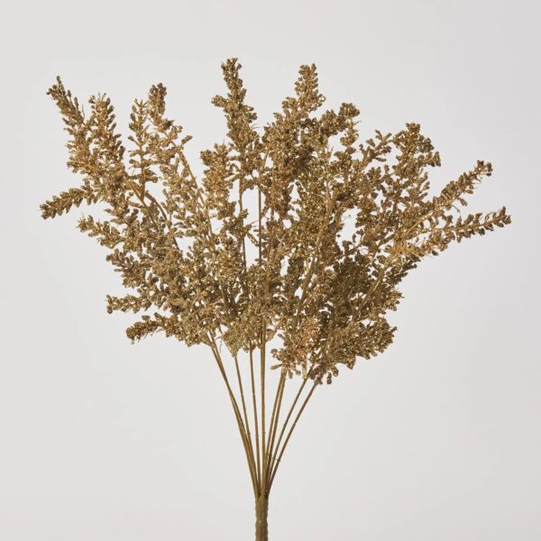 Gold Glitter Sedum Bush Faux Winter Stem Spray - 21 inch