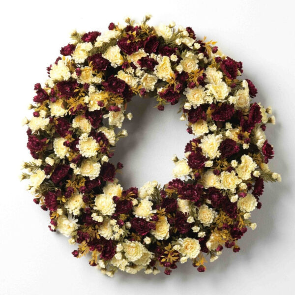 Merlot and Ivory Mini Mum Front Door Fall Floral Autumn Wreath