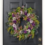 Full display view of the Witches Brew - Purple Pumpkin, Front Door Wreath with wreath