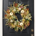 Alternate angle of the Lamb's Ear, Oak Leaf, Mixed Front Door Wreath showing wreath face