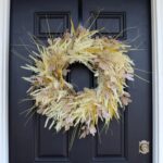Cream Astilbe, Yellow Wheat Grass and Lunaria Dried - Look Neutral Front Door Fall Wreath
