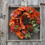 Orange and Green Ombre Maple Leaf Large Front Door Fall 28' Wreath