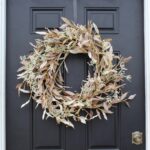 Cream Dried - Look Olive Leaf Front Door Fall Wreath - Cream