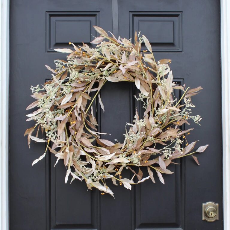 Cream Dried - Look Olive Leaf Front Door Fall Wreath - Cream