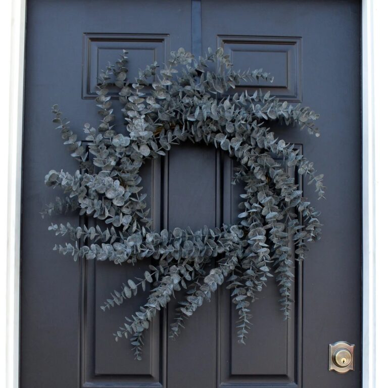 Midnight Eucalyptus Fall Halloween Front Door Indoor or Outdoor Wreath - Gray