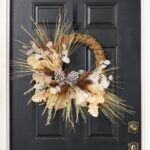 Cashmere and Pinecones - Bleached Pine, Lunaria Oak Leaf Front Door Wreath - 26 inch