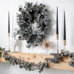 Close-up of blooms and berries on this Candlelit Evenings - Faux Dusty Door Winter Wreath