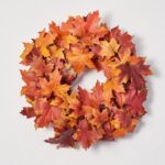 Red and Orange Autumnal Two - Tone Maple Leaf Classic Fall Front Door Mantle Wreath