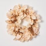 The Bleached Cream Oak Leaf Berry Fall Wreath shown in full, highlighting full wreath shape