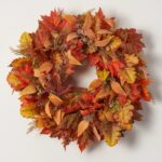 Alternate angle of the Autumn's Splendor - Maple Leaf, Grass Fall Wreath showing wreath face