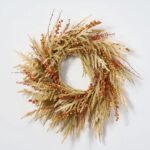 Alternate angle of the Dried - Look Neutral Tone Door Autumn Wreath showing wreath face