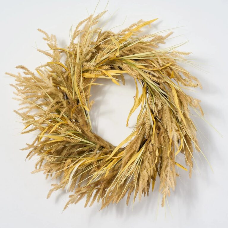 Dried - Look Wheat Grass and Neutral Tone Triticum Front Door Fall Wreath