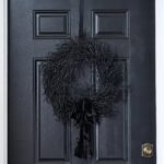Alternate angle of the Night Before Halloween - Raw Front Door Wreath showing wreath face
