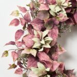 Close-up of blooms and berries on this Autumn Beauty Front Door Fall Green Foliage Wreath