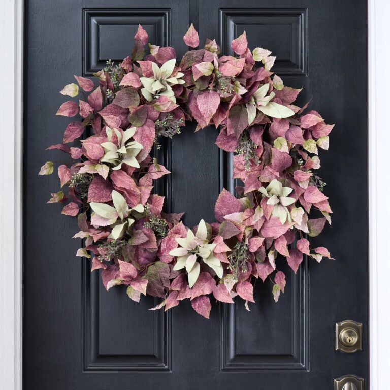 Autumn Beauty Front Door Fall Mauve and Mint Green Foliage Wreath Classic Everyday Wall Decor