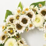 Alternate angle of the Sunflower Serenade - Mixed Cream Front Door Wreath showing wreath face