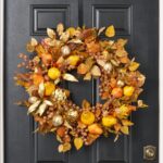 Alternate angle of the Golden Harvest - Yellow Front Door Wreath showing wreath face texture