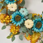 Alternate angle of the Pumpkins by the Sea Front Door Wreath showing wreath face texture