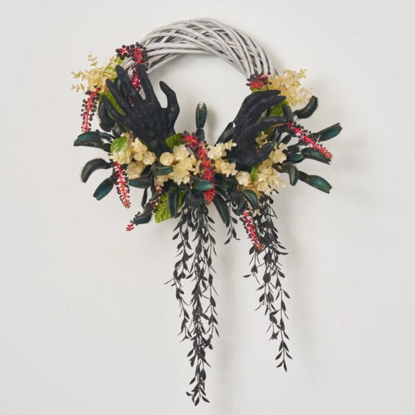 Fright Night - Venus Flytrap, Ghoul Hands, Pokeberry Front Door Wreath - Multi